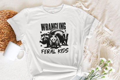Wrangling Feral Kids PNG Alt 3, Funny Raccoon Kids PNG - 300 DPI Design