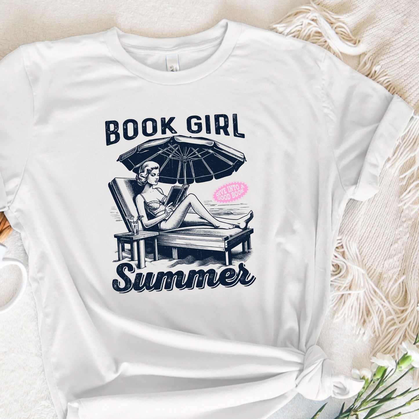 Book Girl Summer PNG, Beach Book Lover - 300 DPI Design for T-Shirt