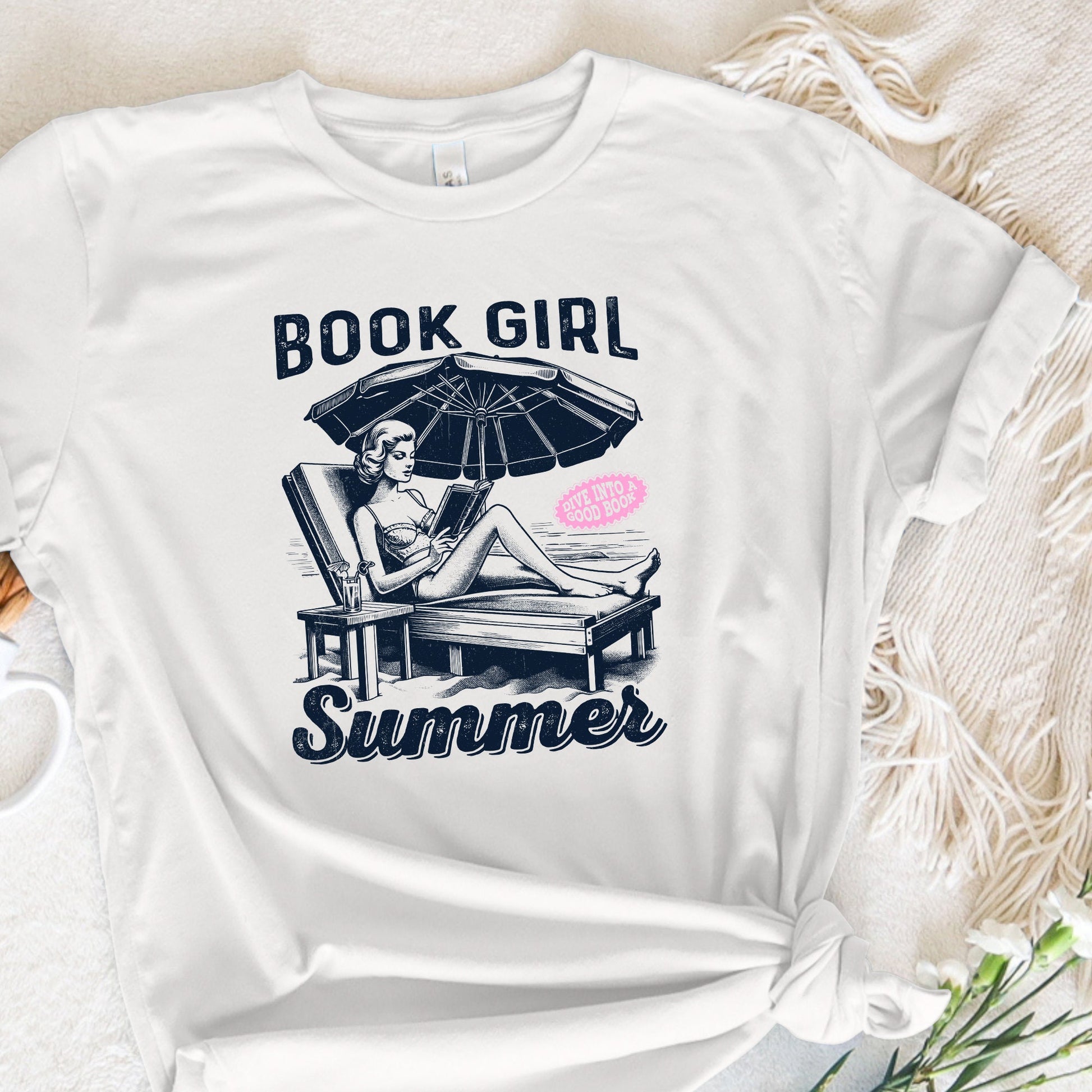 Book Girl Summer PNG, Beach Book Lover - 300 DPI Design for T-Shirt