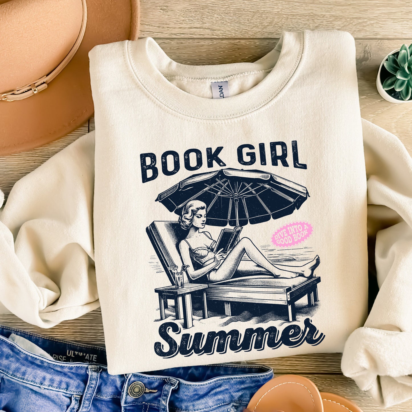 Book Girl Summer PNG, Beach Book Lover - 300 DPI Design for T-Shirt