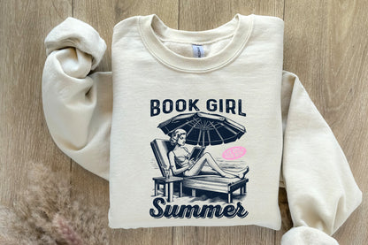 Book Girl Summer PNG, Beach Book Lover - 300 DPI Design for T-Shirt