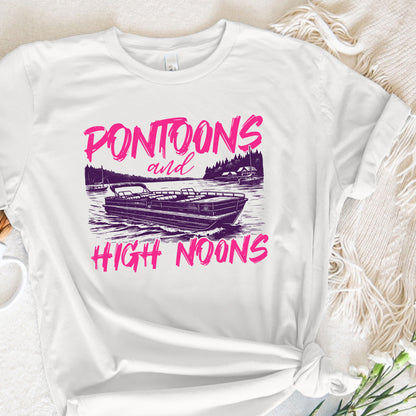 Pontoons and High Noons Retro Vintage Neon Summer Boat PNG, Trendy Beer