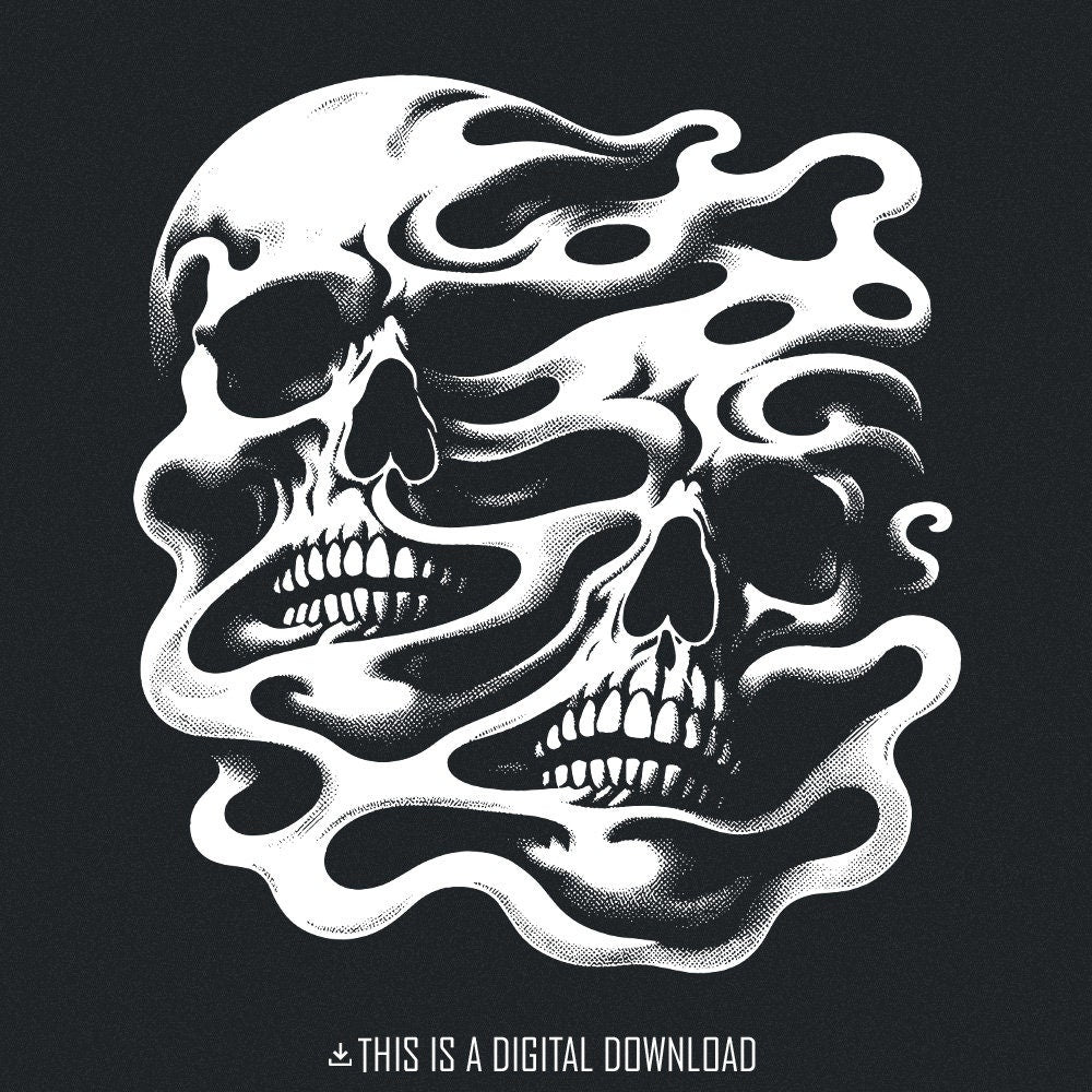Melting Skull PNG, Gothic Skull Design - 300 DPI Design for T-Shirt