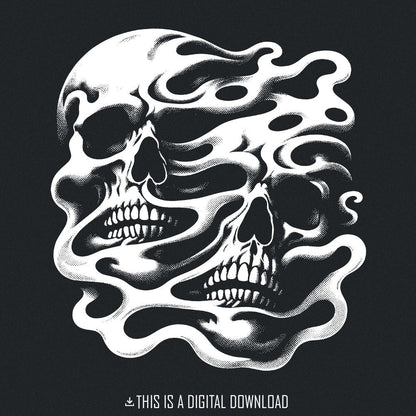 Melting Skull PNG, Gothic Skull Design - 300 DPI Design for T-Shirt