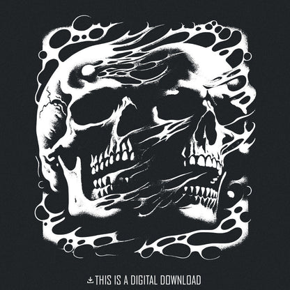 Melting Skull PNG Alt 2, Gothic Skull Design - 300 DPI Design for T-Shirt