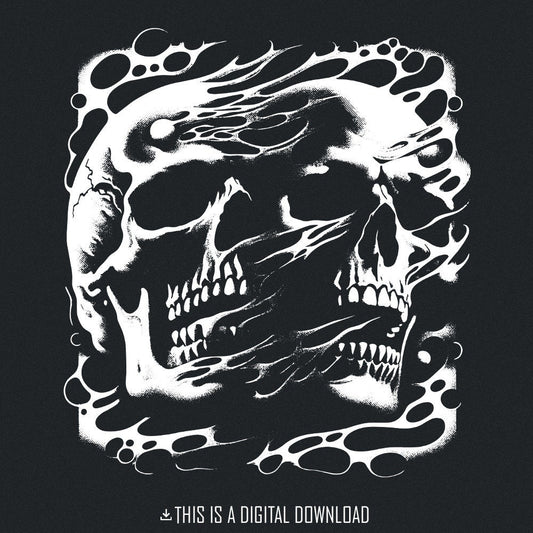 Melting Skull PNG Alt 2, Gothic Skull Design - 300 DPI Design for T-Shirt
