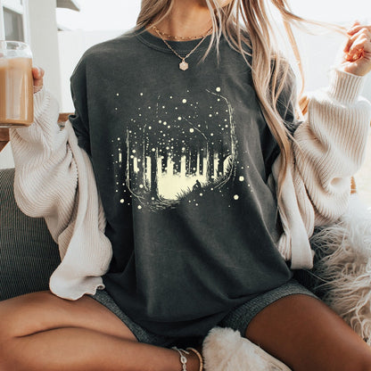 Firefly Forest PNG, Enchanted Woods Digital Art - 300 DPI Design for