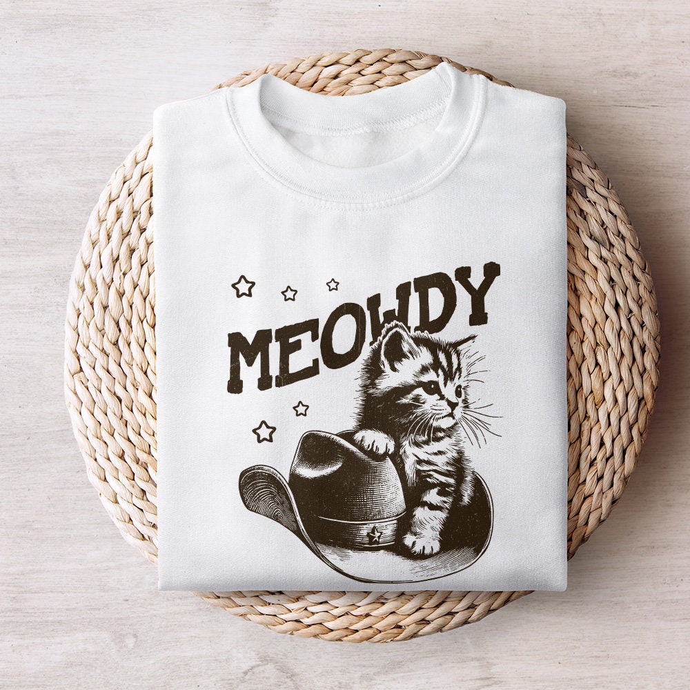 Meowdy Cute Cat Alt 2, Ranch Life png - 300 DPI Design for T-Shirt