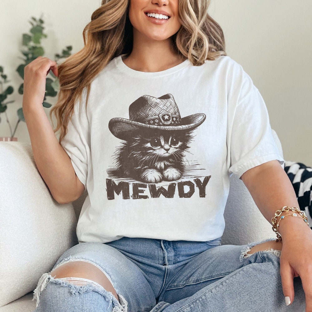 Meowdy Cute Cat, Ranch Life png - 300 DPI Design for T-Shirt