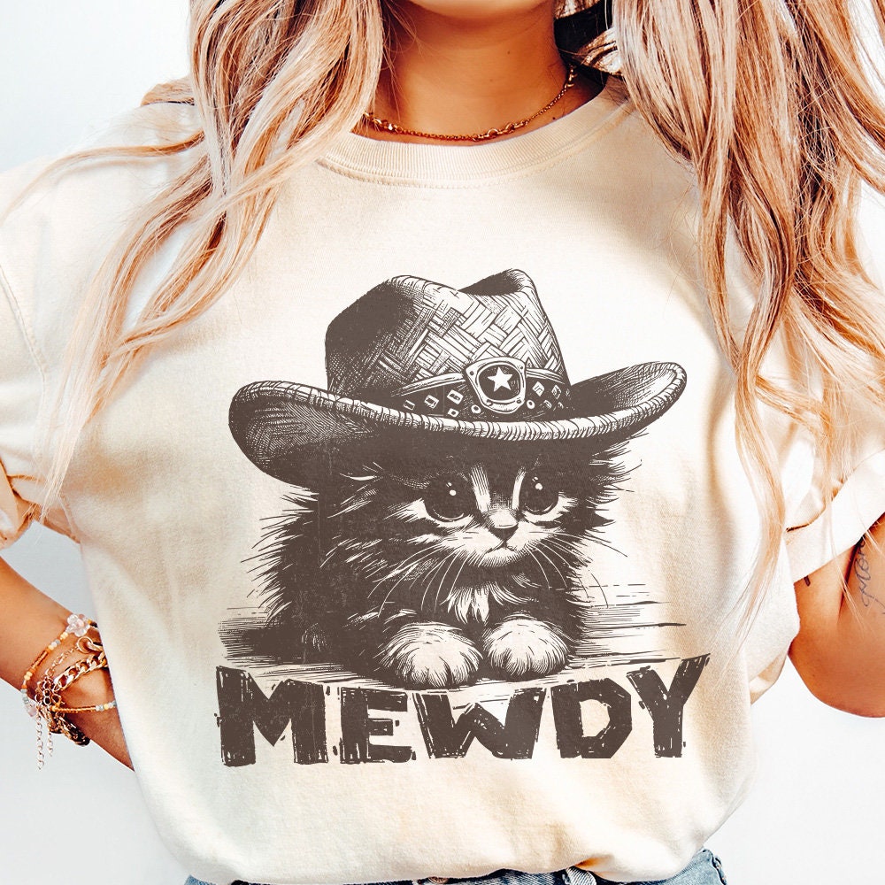 Meowdy Cute Cat, Ranch Life png - 300 DPI Design for T-Shirt