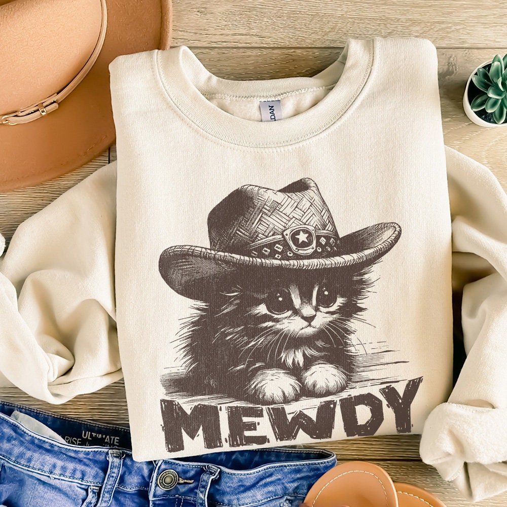 Meowdy Cute Cat, Ranch Life png - 300 DPI Design for T-Shirt