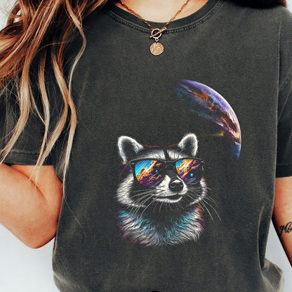 Cosmic Raccoon PNG, Space Sunglasses Art - 300 DPI Design for T-Shirt
