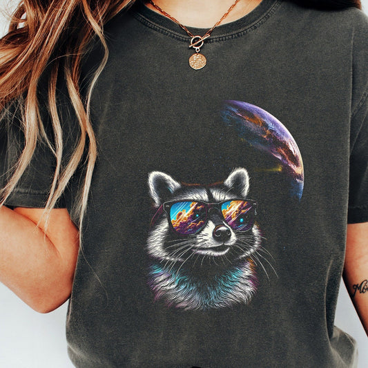 Cosmic Raccoon PNG, Space Sunglasses Art - 300 DPI Design for T-Shirt