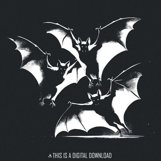 Bat Silhouette PNG, Spooky Bat Art - 300 DPI Design for T-Shirt