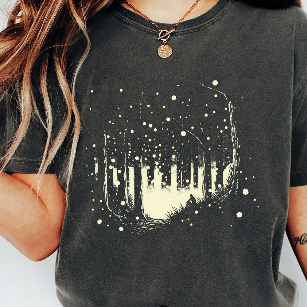 Firefly Forest PNG, Enchanted Woods Digital Art - 300 DPI Design for