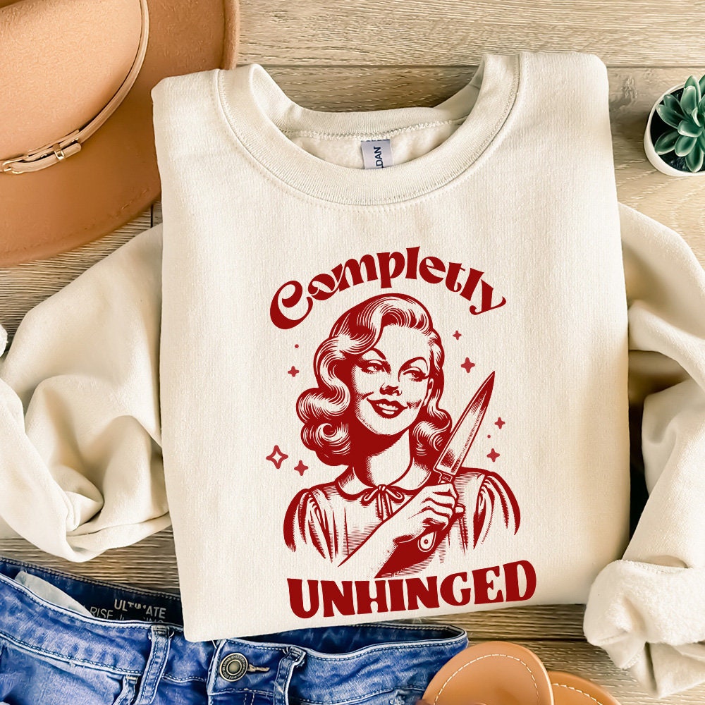 Completely Unhinged SVG PNG, Retro Unhinged Girl Design - 300 DPI Design