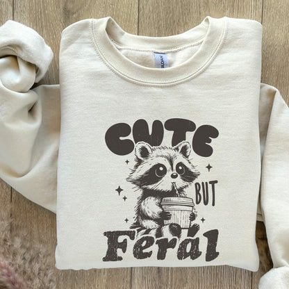 Cute But Feral Raccoon PNG SVG, Funny Sarcastic Quote - 300 DPI Design