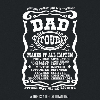 Fatherhood Tour PNG, Whiskey Dad Shirt Design - 300 DPI Design for T-Shirt