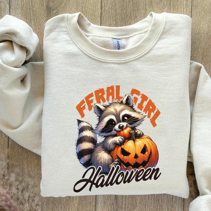 Feral Girl Halloween Png, Halloween Raccoon Png - 300 DPI Design for