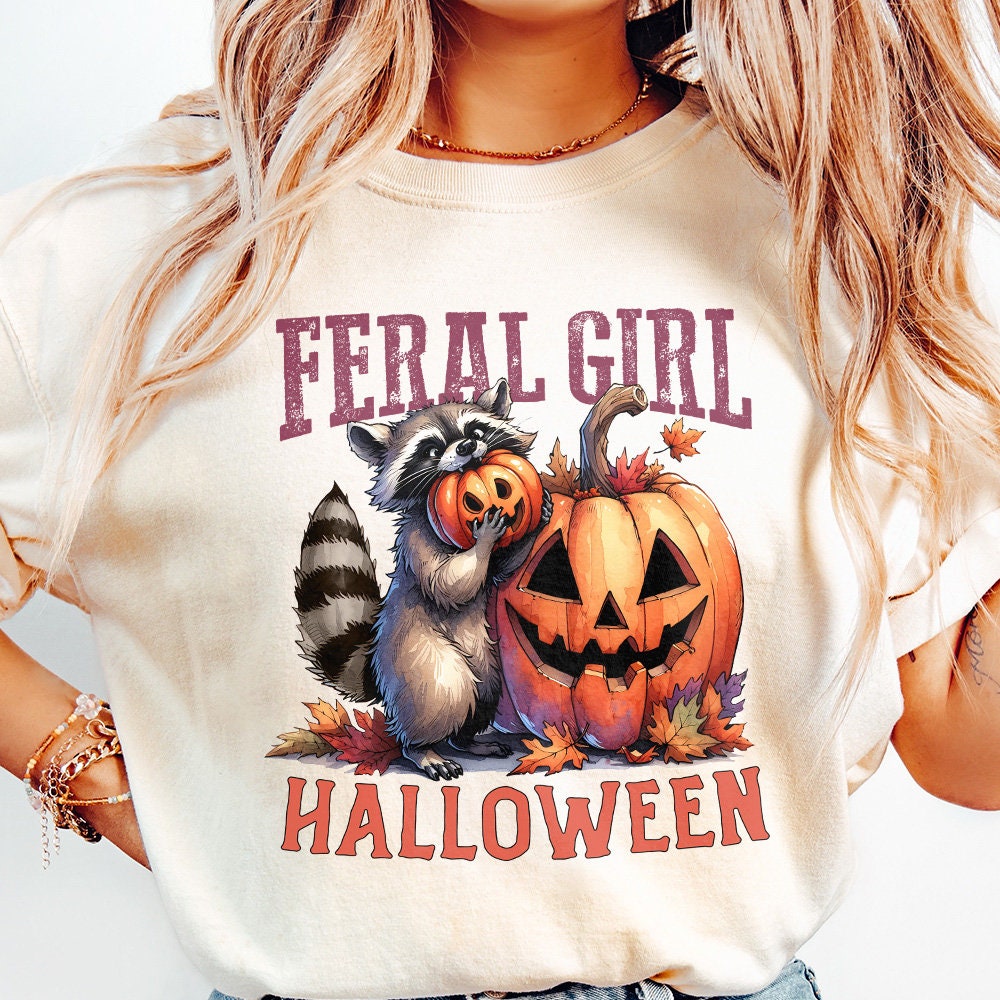 Feral Girl Halloween Png Alt 2, Halloween Raccoon Png - 300 DPI Design
