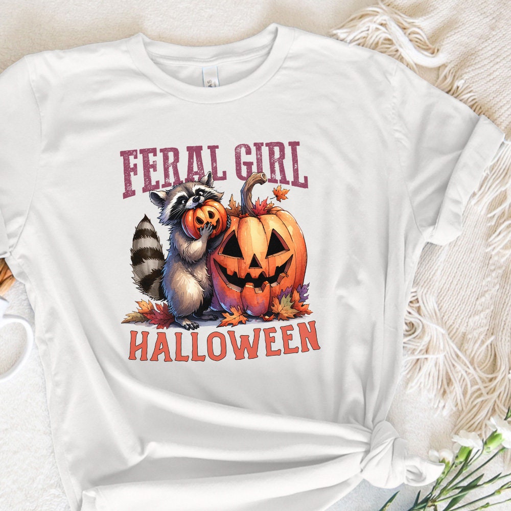 Feral Girl Halloween Png Alt 2, Halloween Raccoon Png - 300 DPI Design