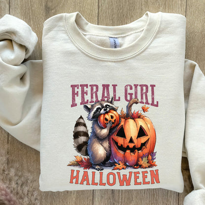 Feral Girl Halloween Png Alt 2, Halloween Raccoon Png - 300 DPI Design