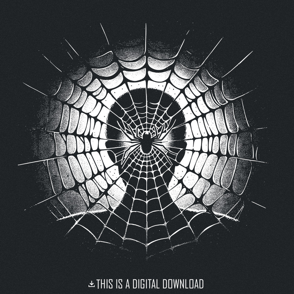 Spider Web Art PNG Alt 2, Gothic Spider Design - 300 DPI Design for T-Shirt