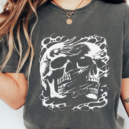 Melting Skull PNG Alt 2, Gothic Skull Design - 300 DPI Design for T-Shirt