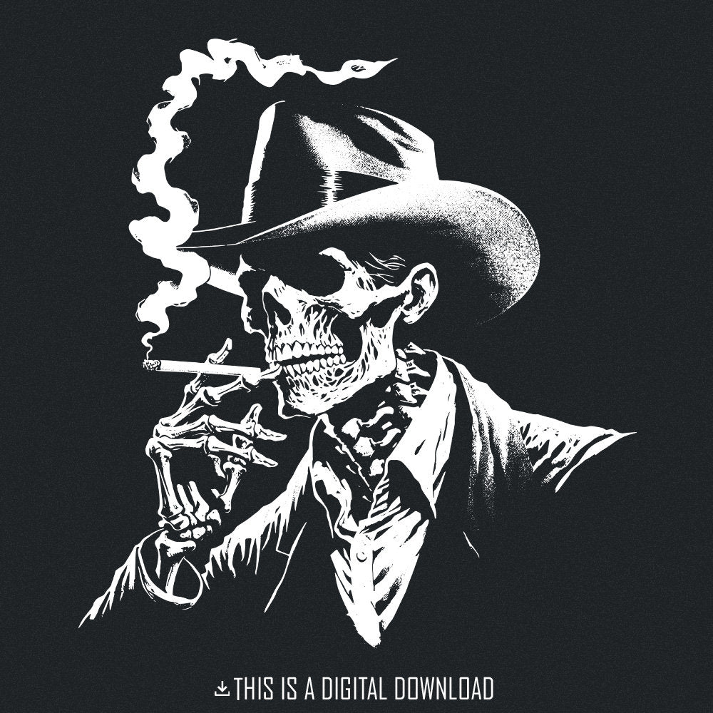Cowboy Skeleton Western Sublimation Alt 2, PNG Digital Download - 300 DPI
