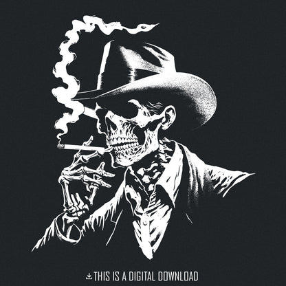 Cowboy Skeleton Western Sublimation Alt 2, PNG Digital Download - 300 DPI