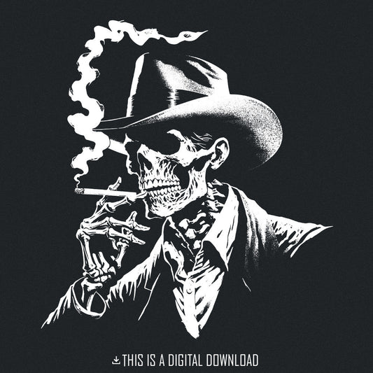 Cowboy Skeleton Western Sublimation Alt 2, PNG Digital Download - 300 DPI