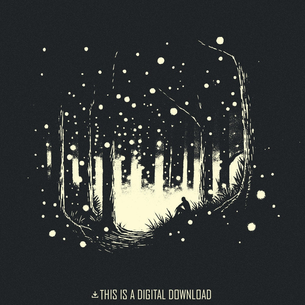 Firefly Forest PNG, Enchanted Woods Digital Art - 300 DPI Design for