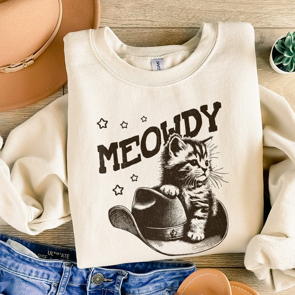Meowdy Cute Cat Alt 2, Ranch Life png - 300 DPI Design for T-Shirt