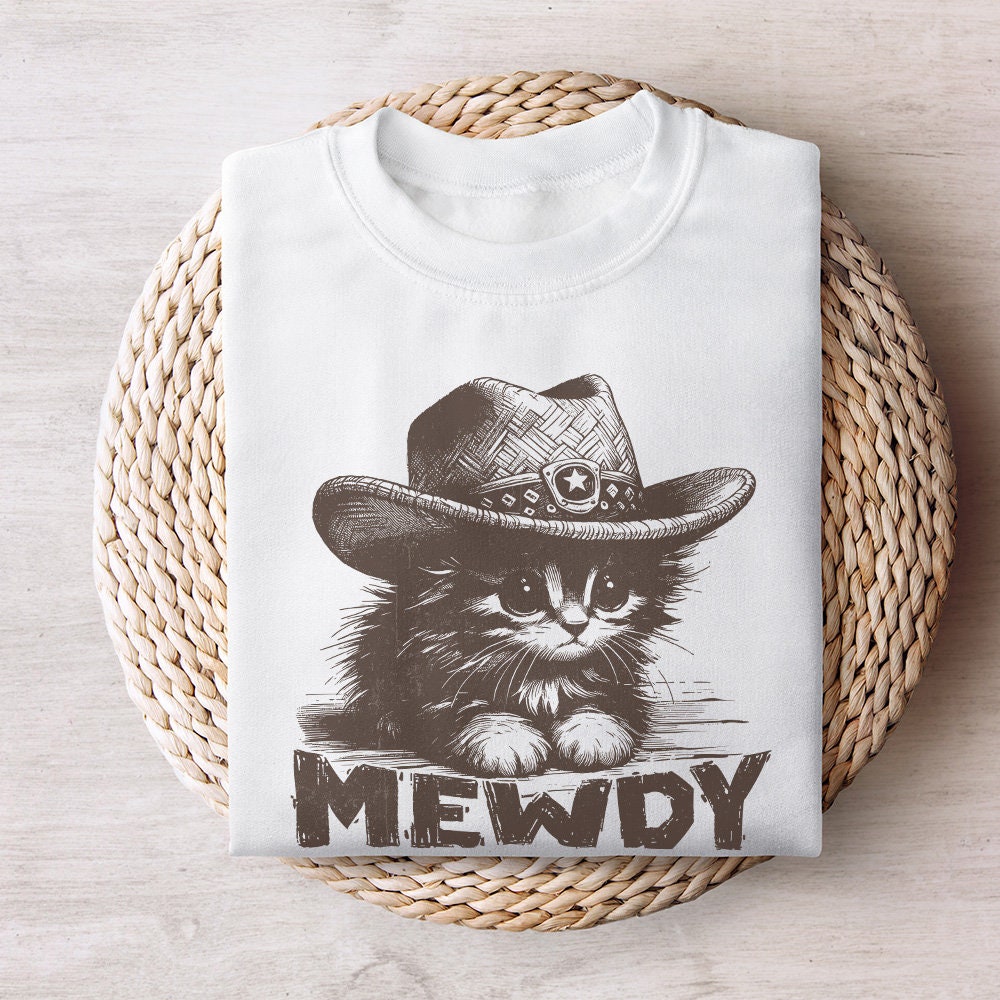 Meowdy Cute Cat, Ranch Life png - 300 DPI Design for T-Shirt