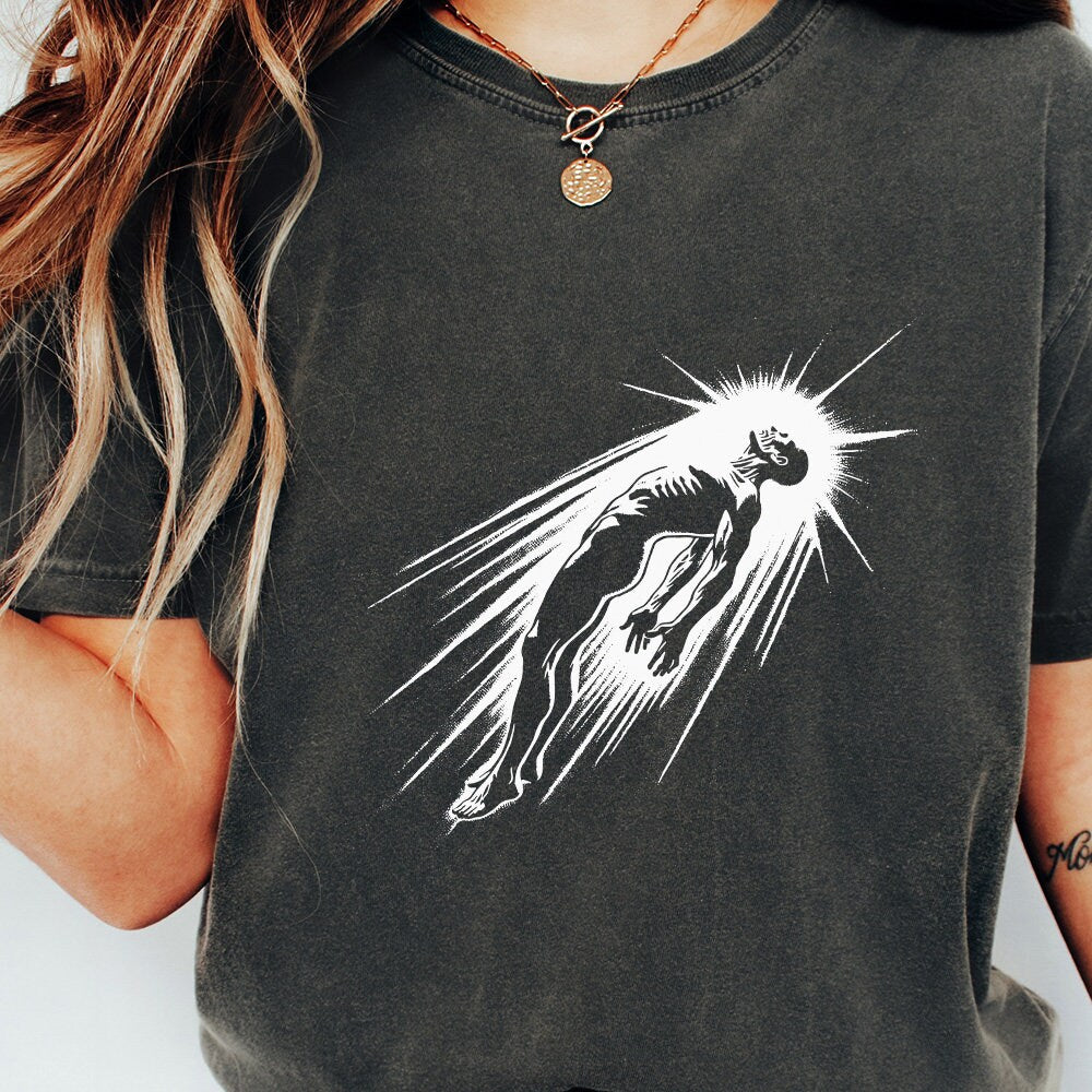Levitating Figure PNG, Surreal Light Art - 300 DPI Design for T-Shirt