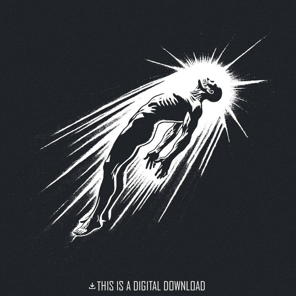 Levitating Figure PNG, Surreal Light Art - 300 DPI Design for T-Shirt