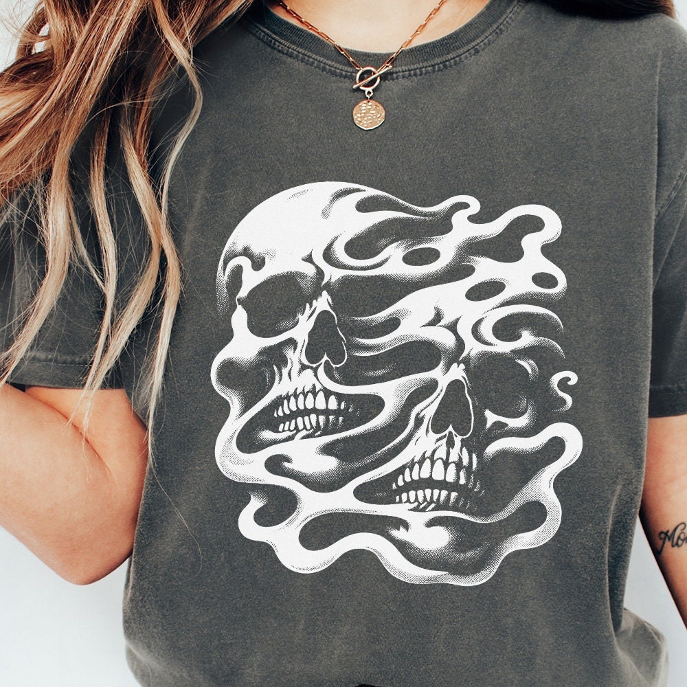 Melting Skull PNG, Gothic Skull Design - 300 DPI Design for T-Shirt