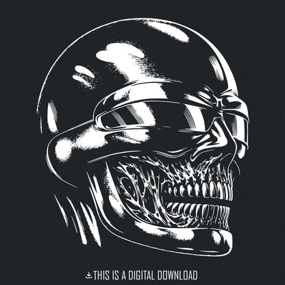 Futuristic Skull Art PNG, Cyberpunk Skull Design - 300 DPI Design for