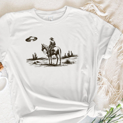 Cowboy and UFO PNG, Vintage Western Digital Download - 300 DPI Design for