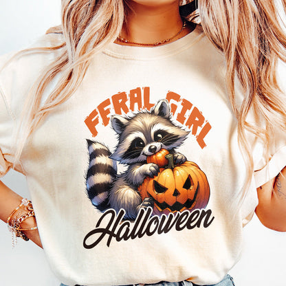 Feral Girl Halloween Png, Halloween Raccoon Png - 300 DPI Design for