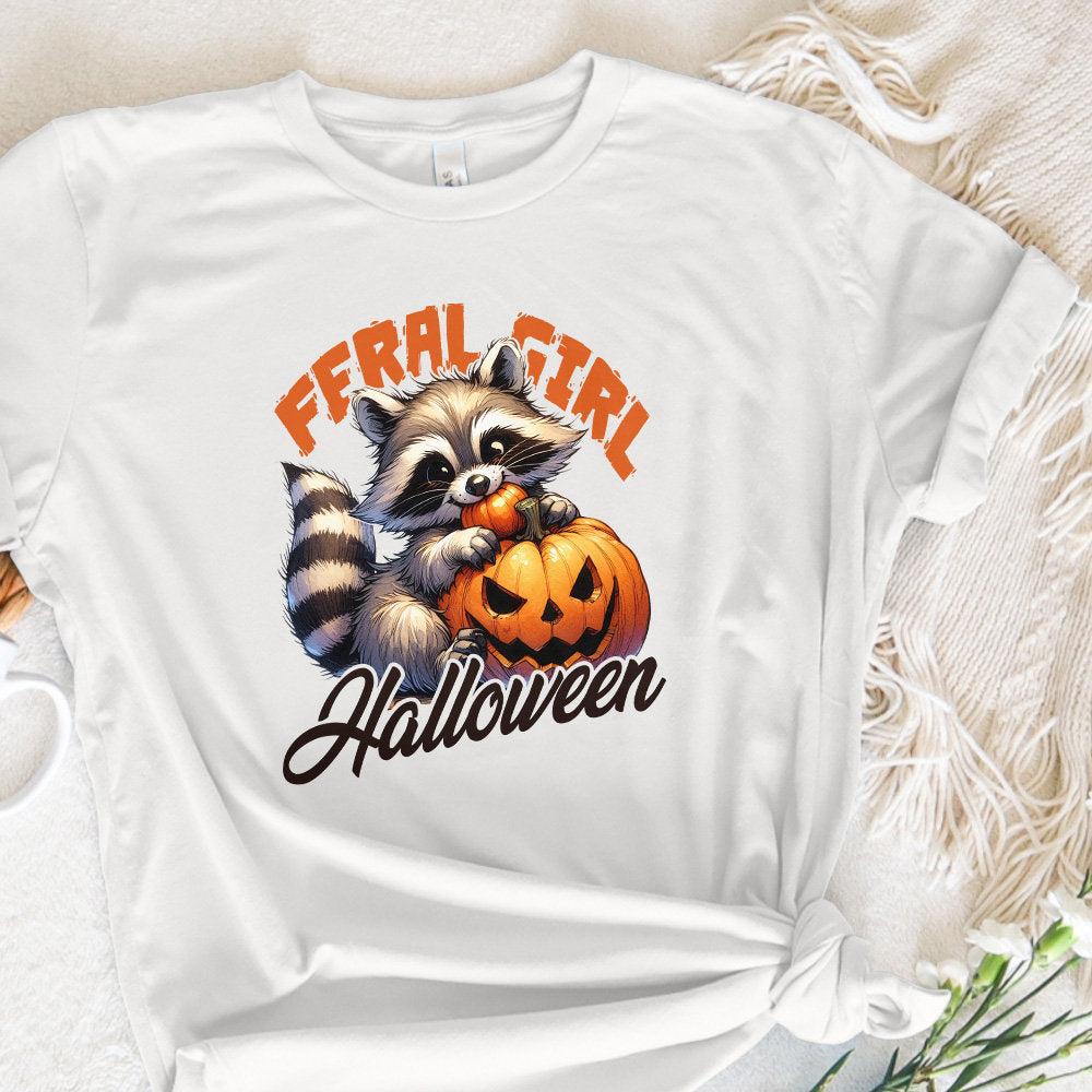 Feral Girl Halloween Png, Halloween Raccoon Png - 300 DPI Design for