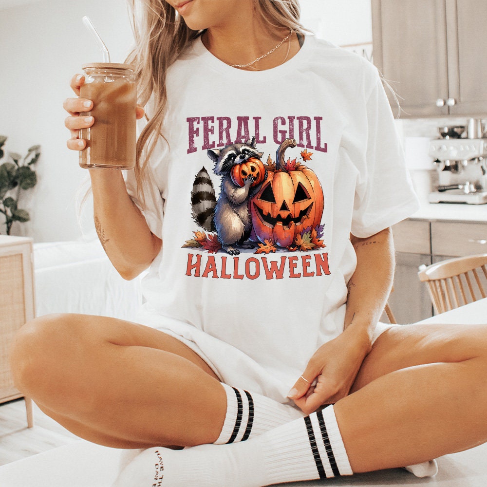 Feral Girl Halloween Png Alt 2, Halloween Raccoon Png - 300 DPI Design