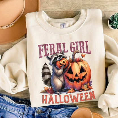 Feral Girl Halloween Png Alt 2, Halloween Raccoon Png - 300 DPI Design