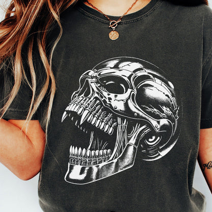 Gothic Mechanical Skull PNG, Cyberpunk Skull Art - 300 DPI Design for