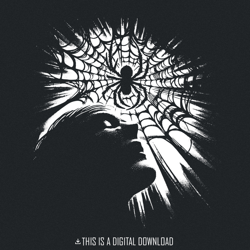 Spider Web Art PNG, Gothic Spider Design - 300 DPI Design for T-Shirt
