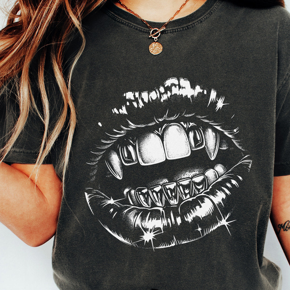 Gothic Vampire Lips PNG, Grillz Halloween Sublimation - 300 DPI Design