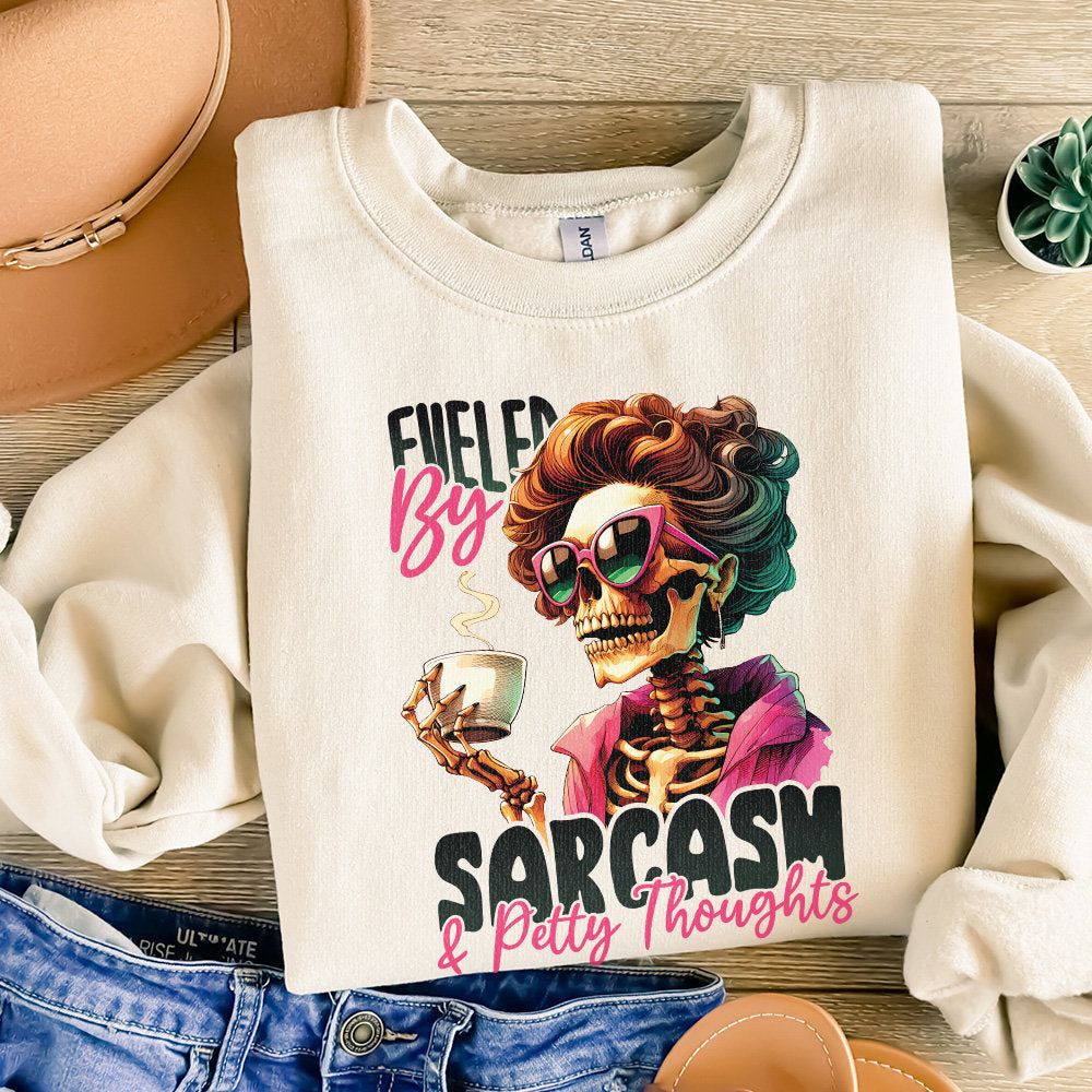 Fueled by Sarcasm & Petty Thoughts PNG Alt 2, Funny Tshirt Designs - 300