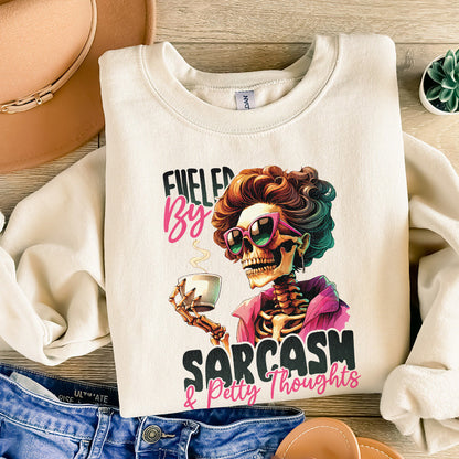Fueled by Sarcasm & Petty Thoughts PNG Alt 2, Funny Tshirt Designs - 300