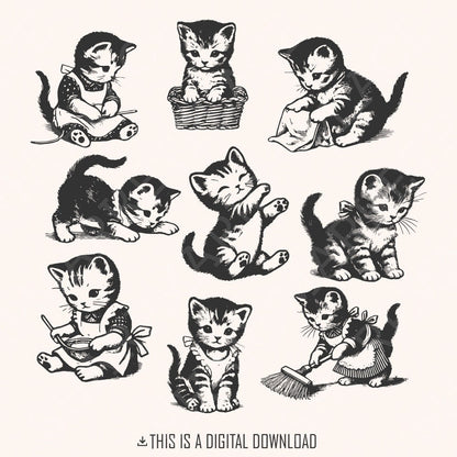 Vintage Cats Png Alt 2, Retro Cat Png - 300 DPI Design for T-Shirt