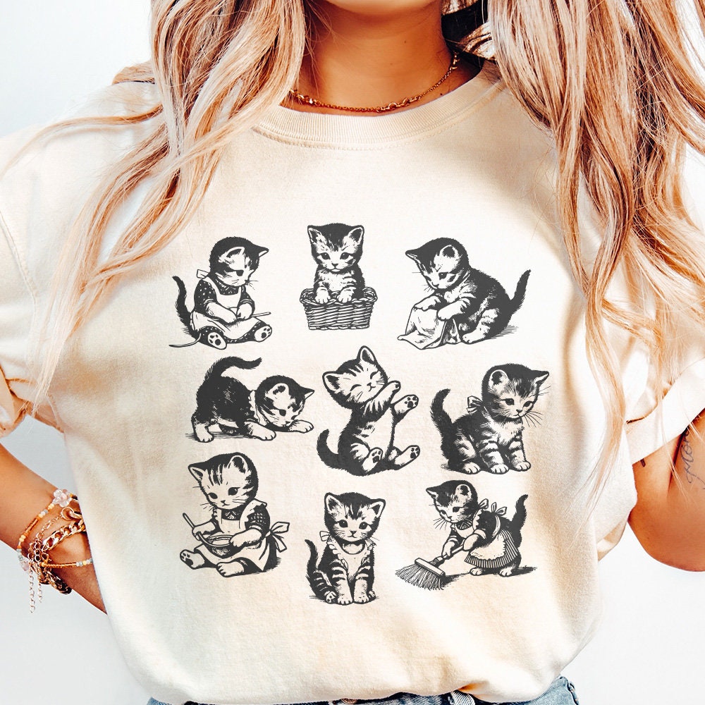 Vintage Cats Png Alt 2, Retro Cat Png - 300 DPI Design for T-Shirt